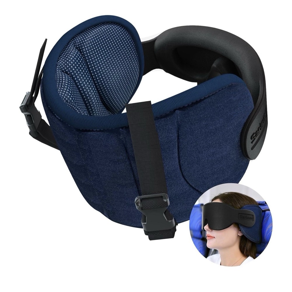 Sarisun Travel Pillows for Airplanes, Airplane Pillow for Long Flight Blue